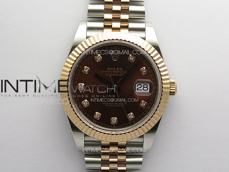 DateJust 41 126331 904L SS/RG GMF 1:1 Best Edition Rrown Dial Crystals Markers On Jubilee Bracelet VR3235