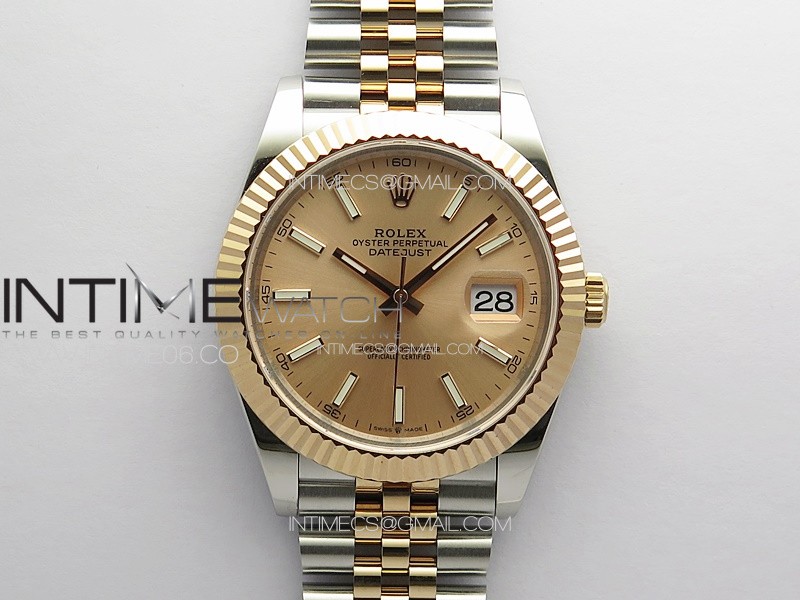 DateJust 41 126331 904L SS/RG GMF 1:1 Best Edition Champagne Gold Dial On Jubilee Bracelet VR3235