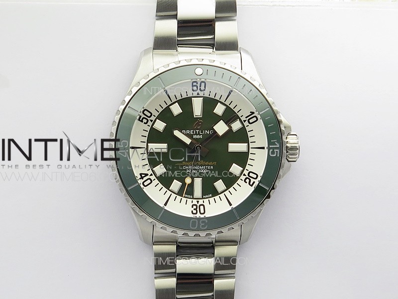 SuperOcean Automatic 44 Green Ceramic Bezel TF 1:1 Best Edition Green Dial on SS Bracelet A2824