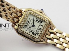 Panthère Secrete Ladies 22mm Diamond Bezel RG 8848F 1:1 Best Edition White Dial on RG Bracelet Ronda Quartz