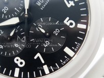 Pilot Chrono IW389105 Real White Ceramic TPSF 1:1 Best Edition Black Dial on White Leather Strap A7750