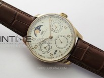 Portuguese IW503302 Real PR RG APSF 1:1 Best Edition White Dial On Brown Leather Strap A52610