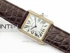 Tank Solo Ladies 28mm Dia Bezel RG AF 1:1 Best Edition White Dial on Brown Leather Strap Ronda Quartz