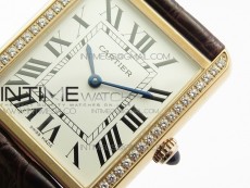 Tank Solo Ladies 28mm Dia Bezel RG AF 1:1 Best Edition White Dial on Brown Leather Strap Ronda Quartz