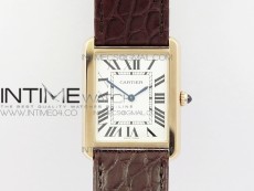 Tank Solo Ladies 28mm RG AF 1:1 Best Edition White Dial on Brown Leather Strap Ronda Quartz