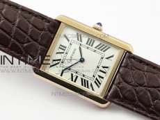 Tank Solo Ladies 28mm RG AF 1:1 Best Edition White Dial on Brown Leather Strap Ronda Quartz