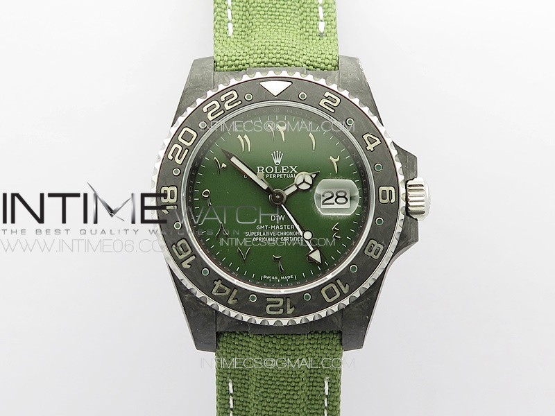 GMT Carbon DIWF Best Edition Green Dial on Green Nylon Strap SA3186 CHS