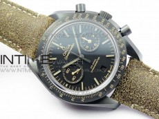 Speedmaster "Dark Side of The Moon" Real Ceramic OMF 1:1 Best Edition Vintage Black on Brown Leather Strap A9300