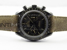Speedmaster "Dark Side of The Moon" Real Ceramic OMF 1:1 Best Edition Vintage Black on Brown Leather Strap A9300