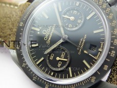 Speedmaster "Dark Side of The Moon" Real Ceramic OMF 1:1 Best Edition Vintage Black on Brown Leather Strap A9300