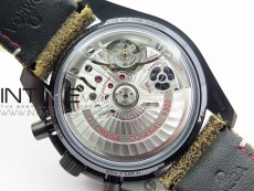 Speedmaster "Dark Side of The Moon" Real Ceramic OMF 1:1 Best Edition Vintage Black on Brown Leather Strap A9300