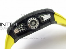 RM011 Carbon Case Chrono KVF 1:1 Best Edition Crystal Skeleton Yellow Dial on Yellow Rubber Strap A7750