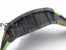 RM011 Carbon Case Chrono KVF 1:1 Best Edition Crystal Skeleton Yellow Dial on Camouflage Rubber Strap A7750
