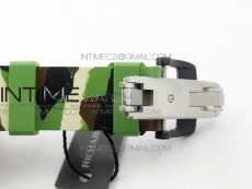 RM011 Carbon Case Chrono KVF 1:1 Best Edition Crystal Skeleton Yellow Dial on Camouflage Rubber Strap A7750