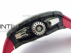 RM011 Carbon Case Chrono KVF 1:1 Best Edition Crystal Skeleton Yellow Dial on Red Rubber Strap A7750