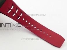 RM011 Carbon Case Chrono KVF 1:1 Best Edition Crystal Skeleton Yellow Dial on Red Rubber Strap A7750