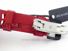 RM011 Carbon Case Chrono KVF 1:1 Best Edition Crystal Skeleton Yellow Dial on Red Rubber Strap A7750