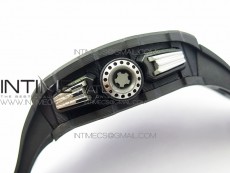RM011 Carbon Case Chrono KVF 1:1 Best Edition Crystal Skeleton Yellow Dial on Black Rubber Strap A7750