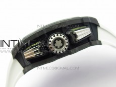 RM011 Carbon Case Chrono KVF 1:1 Best Edition Crystal Skeleton Yellow Dial on White Rubber Strap A7750