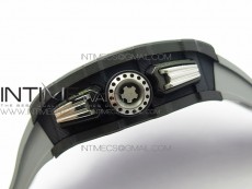 RM011 Carbon Case Chrono KVF 1:1 Best Edition Crystal Skeleton Yellow Dial on Gray Rubber Strap A7750
