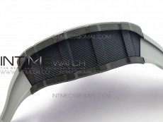 RM011 Carbon Case Chrono KVF 1:1 Best Edition Crystal Skeleton Yellow Dial on Gray Rubber Strap A7750