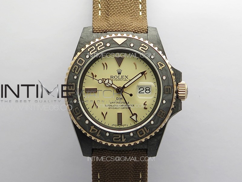 GMT Carbon DIWF Best Edition Gold Dial Arabic Markers on Green Nylon Strap SA3285 CHS