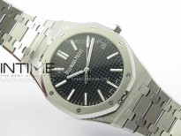 Royal Oak 41mm 15510 50th SS ZF 1:1 Best Edition Black Textured Dial on SS Bracelet A4302 (Free Box)