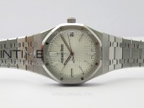 Royal Oak 41mm 15510 50th SS ZF 1:1 Best Edition Silver White Textured Dial on SS Bracelet A4302 (Free Box)