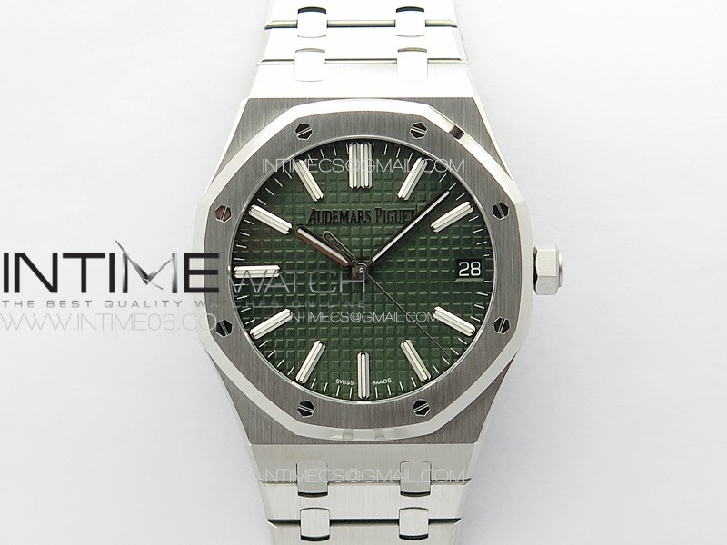 Royal Oak 41mm 15510 50th SS ZF 1:1 Best Edition Green Textured Dial on SS Bracelet A4302