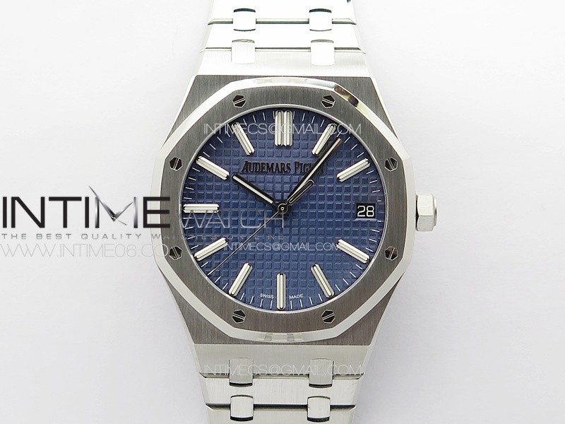 Royal Oak 41mm 15510 50th SS ZF 1:1 Best Edition Blue Textured Dial on SS Bracelet A4302