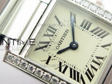 Tank Francaise Ladies 25mm Dia Bezel SS 8848F 1:1 Best Edition Ivory Dial on SS Bracelet Ronda Quartz