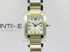 Tank Francaise Ladies 25mm SS/YG 8848F 1:1 Best Edition White Diamond Dial on SS/YG Bracelet Ronda Quartz