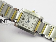 Tank Francaise Ladies 25mm SS/YG 8848F 1:1 Best Edition White Diamond Dial on SS/YG Bracelet Ronda Quartz