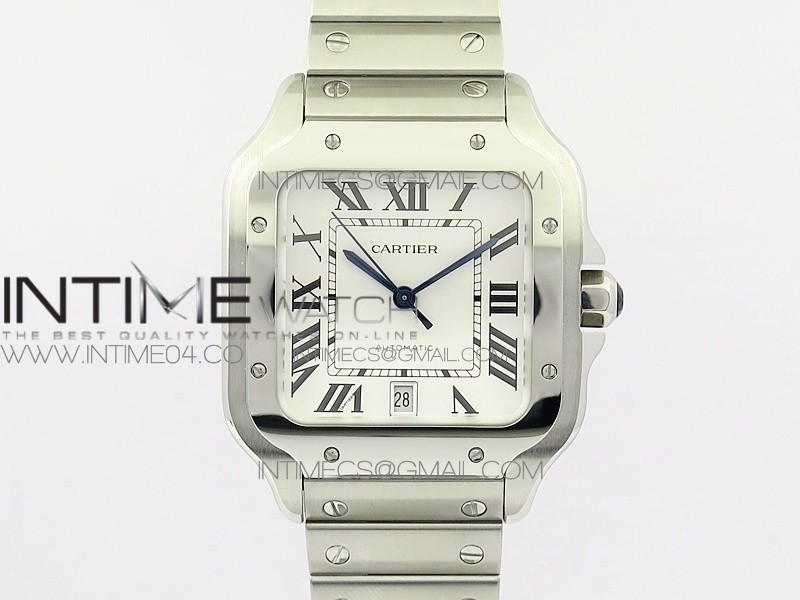Santos de Cartier 40mm 2018 GF V2 1:1 Best Edition White Dial on SS SmartLinks Bracelet  9015 (Free Leather Strap)