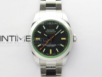 Milgauss 116400 GV Real Green Sapphire SS UBF 1:1 Best Edition Black Dial on SS Bracelet SA3131