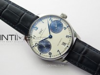 Portuguese Real PR IW500715 SS AZF 1:1 Best Edition White Dial Blue Subdial on Blue Leather Strap A52010