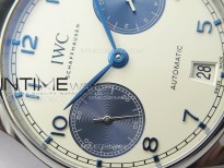 Portuguese Real PR IW500715 SS AZF 1:1 Best Edition White Dial Blue Subdial on Blue Leather Strap A52010