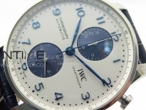 Portuguese Chrono IW371620 AZF 1:1 Best Edition White/Blue Dial on Blue Leather Strap A69355