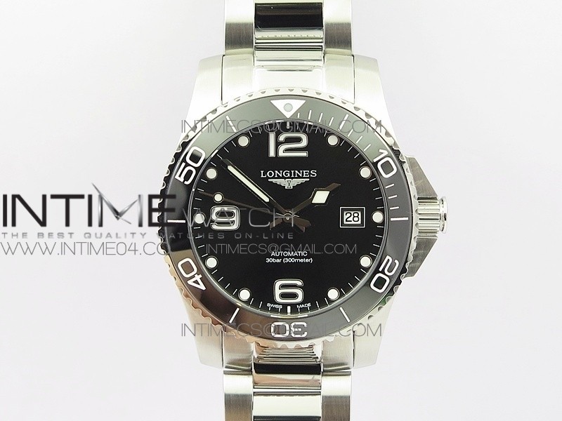 Conquest L3.840.4.56.6 Real Ceramic Bezel SS AF 1:1 Best Edition Black dial On SS Bracelet A2824