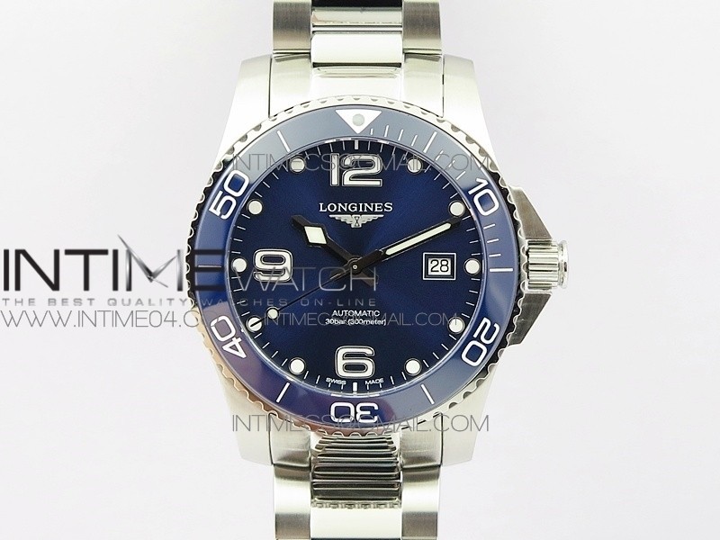 Conquest L3.840.4.56.6 Real Ceramic Bezel SS AF 1:1 Best Edition Blue dial On SS Bracelet A2824
