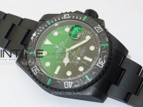 Submariner DIW Carbon Bezel VSF 1:1 Best Edition Green Dial on DLC Bracelet VS3135 (Free Rubber Straps)