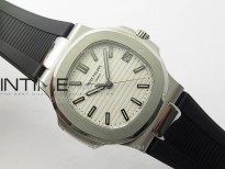Nautilus Jumbo 5711 Super Replication PPF 1:1 Best Edition White Textured Dial on Black Rubber Strap PPF324