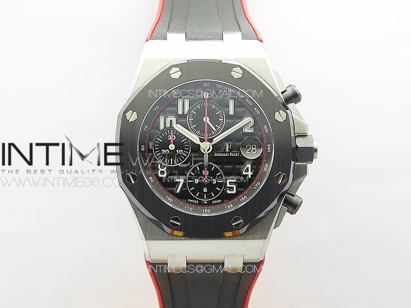 Royal Oak Offshore 26740 "Dark Knight" JJF 1:1 Best Edition Black Dial on Black/Red Rubber Strap A3126