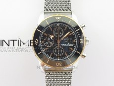 SuperOcean A13312 44mm SS/RG Black Bezel Blue Dial/black subdial on SS Bracelet A7750