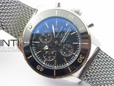 SuperOcean A13312 44mm SS/RG Black Bezel Blue Dial/black subdial on SS Bracelet A7750