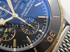 SuperOcean A13312 44mm SS/RG Black Bezel Blue Dial/black subdial on SS Bracelet A7750