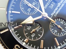 SuperOcean A13312 44mm SS/RG Black Bezel Blue Dial/black subdial on SS Bracelet A7750