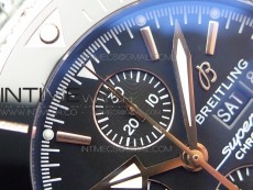 SuperOcean A13312 44mm SS/RG Black Bezel Blue Dial/black subdial on SS Bracelet A7750