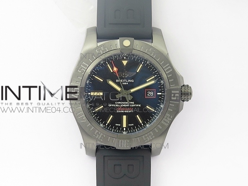 Avenger BlackBird 44mm DLC GF 1:1 Best Edition Titanium Case Black Dial On Black Rubber Strap A2824 V4