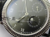Calatrava 5057 Cortina Watch 50th Anniversary SS YSF 1:1 Best Edition Gray Dial on Black Leather Strap A240